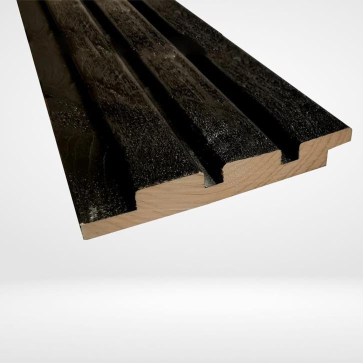 Zwart gespoten Triple Rhombusprofiel 21 × 140 mm, Doe-het-zelf en Verbouw, Hout en Planken, Ophalen of Verzenden