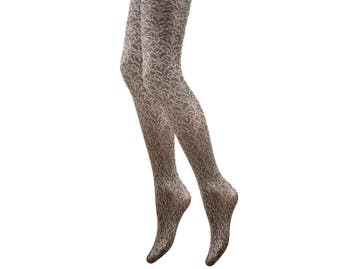 Panty - bloemenprint - Taupe, Verzenden, Nieuw