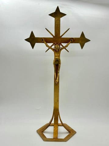 Antiek Crucifix - Verguld metaal - Omstreeks 1900 - Oud