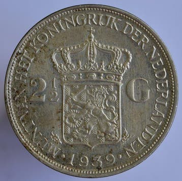 Nederland. Wilhelmina. 2 1/2 Gulden 1939 (Zonder
