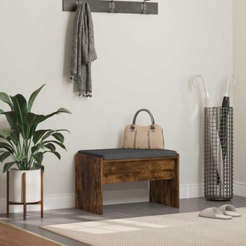 vidaXL Halbank met kussen Gerookt eiken 63 x 38 x 40 cm, Verzenden, Nieuw