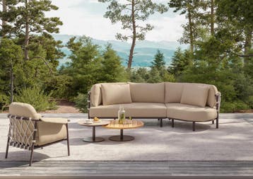 Ezra chaise longue organische loungeset 3 delig terre 4, Tuin en Terras, Tuinsets en Loungesets, Ophalen of Verzenden, Nieuw