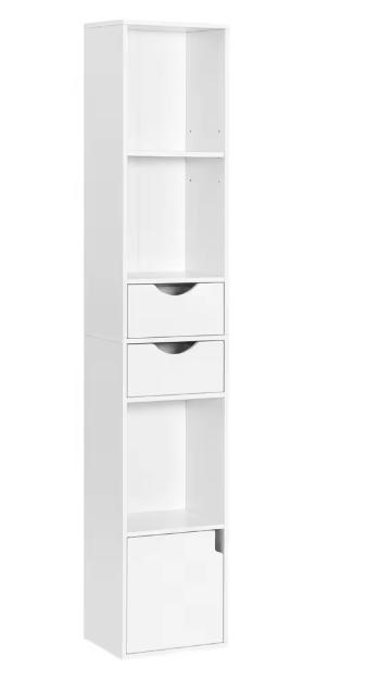 Boekenkast met Laden en Deur – Smal Staand Opbergrek 158cm, Huis en Inrichting, Kasten | Boekenkasten, Verzenden, Nieuw