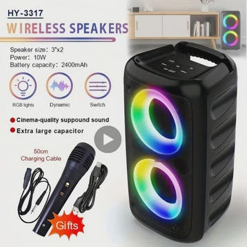 Draagbare Karaoke Bluetooth Speaker met Microfoon, FM Radio, Verzenden, Nieuw