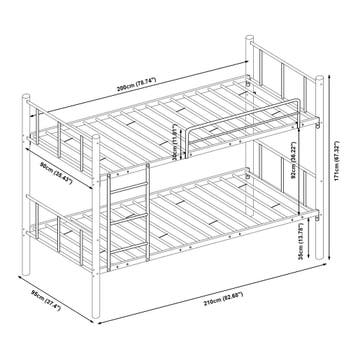 Stapelbed Berimma 200x90 cm met ladder en uitvalbescherming, Verzenden, Nieuw