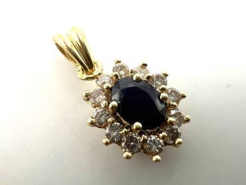 Zonder minimumprijs - Hanger - 18 karaat Geel goud - 0.75ct., Sieraden, Tassen en Uiterlijk, Antieke sieraden
