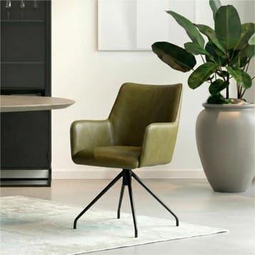 Set van 8 Leren draaibare eetkamerstoelen Wave - Granada, Huis en Inrichting, Stoelen, Ophalen of Verzenden, Nieuw, Leer, Vijf, Zes of meer stoelen