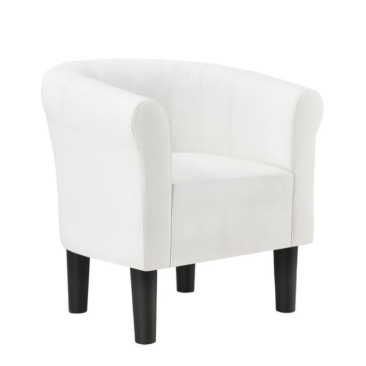 Kuipstoel Ariel schelpen fauteuil kunstleer 70x70x58 cm wit, Huis en Inrichting, Banken | Sofa's en Chaises Longues, Verzenden
