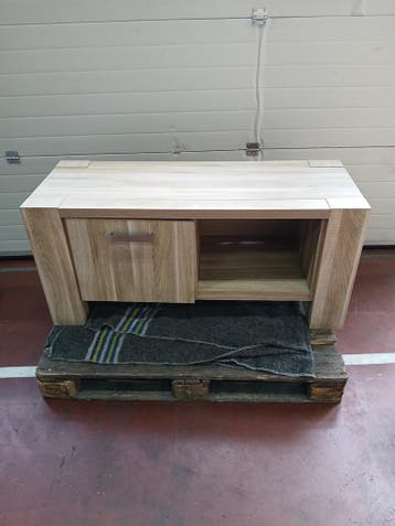 TV-meubel, eiken fineer, B x D x H 124 x 46,5 x 57 cm, Ophalen, Nieuw