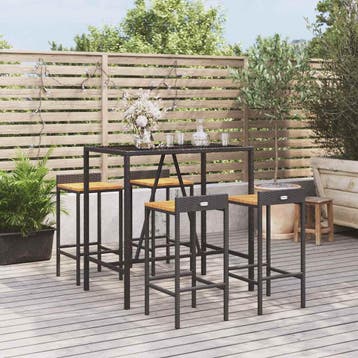 vidaXL 5-delige Tuinbarset poly rattan en massief acaciahout, Verzenden, Nieuw, 4 zitplaatsen