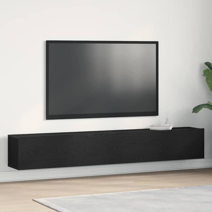 vidaXL TV-kast 2 pcs Zwart 100 x 30 x 30 cm Bewerkt hout, Huis en Inrichting, Kasten | Televisiemeubels, Nieuw, Minder dan 50 cm