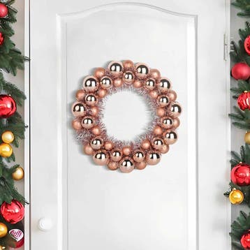vidaXL Kerstbal Kransen 2 pcs Rose Gold 33 x 33 x 7 cm, Diversen, Kerst, Verzenden, Nieuw