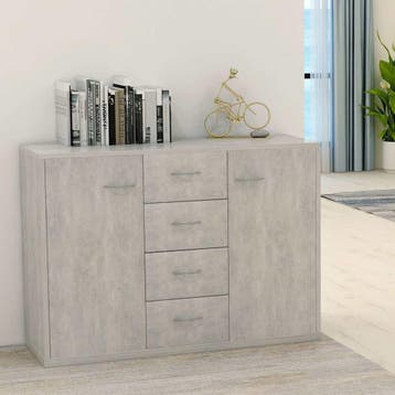 vidaXL Dressoir 88x30x65 cm bewerkt hout betongrijs, Huis en Inrichting, Kasten | Dressoirs, Verzenden, Nieuw, 50 tot 100 cm, 25 tot 50 cm