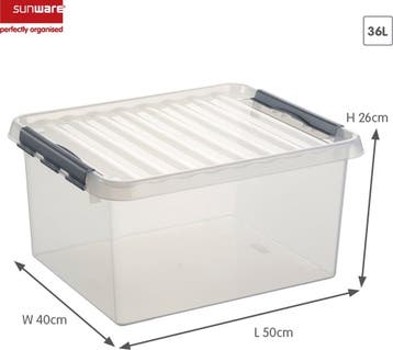 Sunware Q-line Opbergbox Transparant/Grijs 36 liter Set van, Ophalen of Verzenden, Nieuw