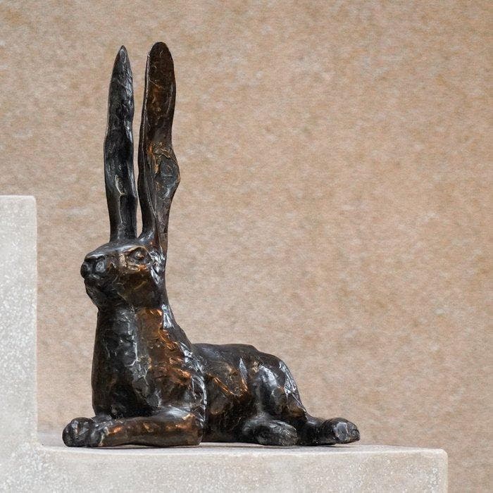 sculptuur, Hare Sculpture - Bronze Interior statue of a, Antiek en Kunst, Kunst | Designobjecten