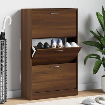 vidaXL Schoenenkast 63x24x103 cm bewerkt hout bruin, Huis en Inrichting, Verzenden, Nieuw