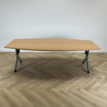 Kembo verstelbare vergadertafel 240x120 cm, beuken - grijs, Ophalen of Verzenden, Gebruikt, Bureau