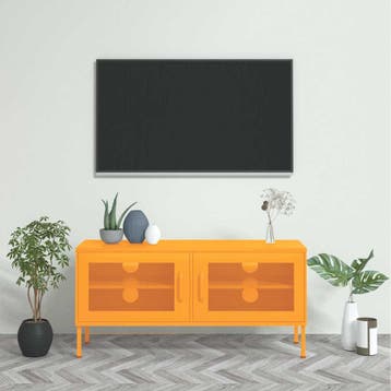 vidaXL Tv-meubel 105x35x50 cm staal mosterdgeel, Huis en Inrichting, Minder dan 50 cm, Verzenden, Nieuw, Minder dan 100 cm