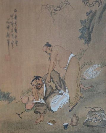 Twee figuren in landschap - Chinese school - China (Zonder