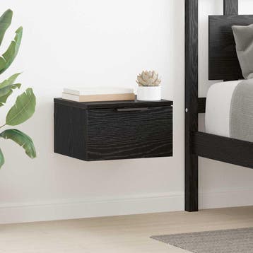 vidaXL Nachtkastje 2 pcs Zwart Eiken 34 x 30 x 20 cm Bewerkt, Minder dan 45 cm, Verzenden, Nieuw, Minder dan 55 cm
