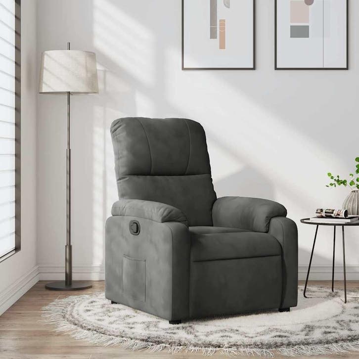 Relaxfauteuil Microvezel | Donkergrijs | Laatste Stuk!, Huis en Inrichting, Fauteuils, 75 tot 100 cm, 75 tot 100 cm, Nieuw, Stof