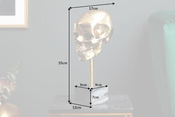 Elegant sculptuur SKULL 35cm gouden schedel met marmeren, Ophalen of Verzenden, Nieuw