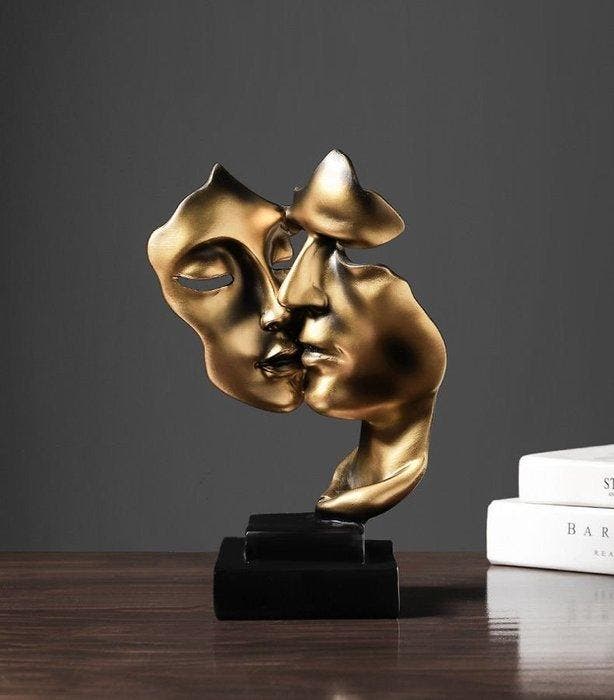 Double Kiss Face Sculpture Ornament - Beeldje - Double, Antiek en Kunst, Kunst | Designobjecten