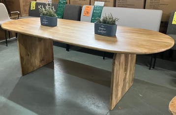 Nieuwe mangohouten ovale eettafel BULLNOSE – Japandi, Scandinavisch japandi, Vijf personen of meer, Ovaal, Overige houtsoorten