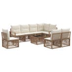 vidaXL Tuinbankenset 9 pcs Beige poly rattan, Tuin en Terras, Tuinsets en Loungesets, Verzenden, Nieuw, Meer dan 8 zitplaatsen