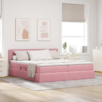 vidaXL Opslag bed met hoofdeinde 2 st Roze, Verzenden, Nieuw, Stof