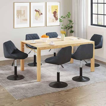 vidaXL Eetkamerstoelen draaibaar 6 st fluweel donkergrijs, Verzenden, Nieuw, Grijs