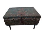 Baule in pelle policroma coloniale spagnola, probabilmente, Antiek en Kunst