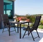 Set 2 Opvouwbare Tuinstoelen Zwart – Aluminium, Verstelbaar, Verzenden, Nieuw, Aluminium, Inklapbaar