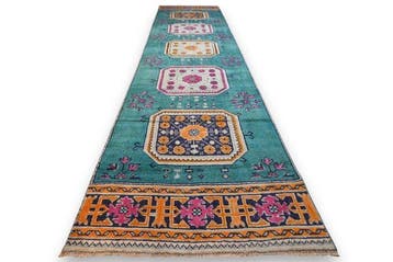 Lang vintage Usak - Loper - 385 cm - 90 cm - met certificaat, Huis en Inrichting, Stoffering | Tapijten en Kleden, Nieuw