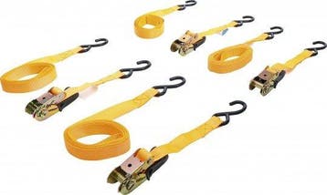Spanbandset met ratel met zware haken 5 m x 25 mm 4-dlg, Verzenden, Nieuw