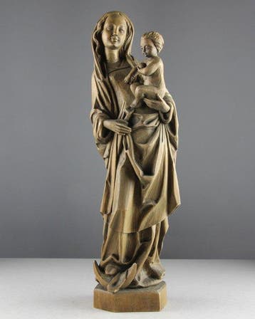 sculptuur, Madonna and Child - 39 cm - Lindehout