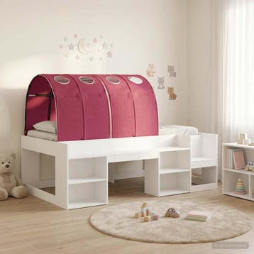 vidaXL Bedframe met tunnel met plank 3 st Wit en Rood, Verzenden, Nieuw, Wit, Hout
