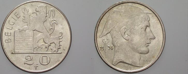 20 Francs 1954 Belgie (MuntenenBankbiljetten-Europa(geen€), Postzegels en Munten, Munten | Europa | Niet-Euromunten, Verzenden
