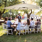 Parasol Apollon met slinger 2,5 x 2,5 m - beige, Tuin en Terras, Zonneschermen, Verzenden, Nieuw