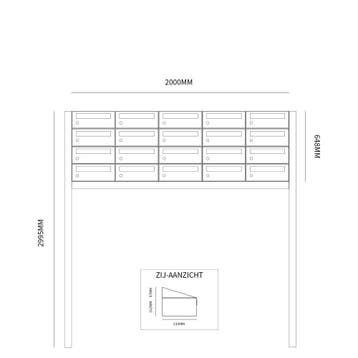 Brievenbusunit Hive set vrijstaand 5-breed, 4-hoog - zwart, Verzenden, Nieuw
