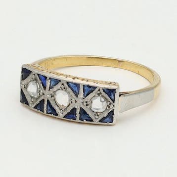 Ring - 18 karaat Geel goud, Witgoud Diamant (Natuurlijk), Sieraden, Tassen en Uiterlijk, Ringen, Nieuw