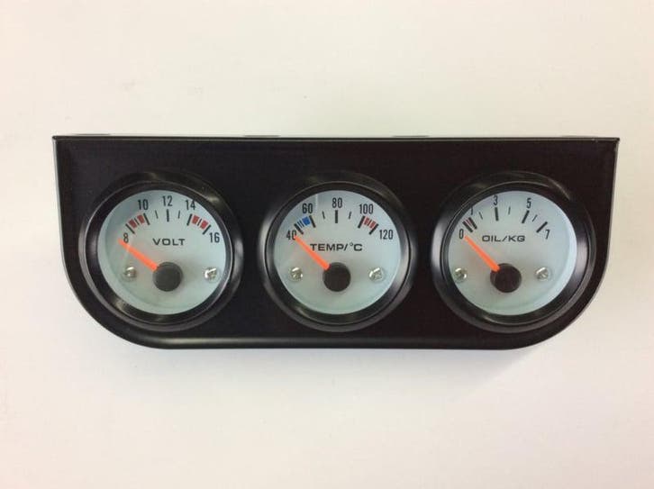 52mm meter set zwart met wit, Auto diversen, Auto-accessoires, Nieuw, Ophalen of Verzenden