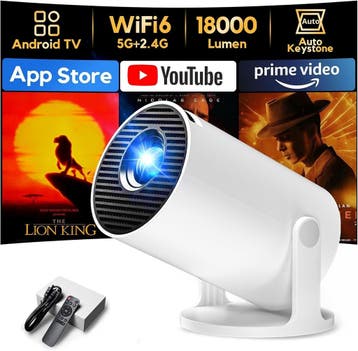 Smart Beamer WiFi 6 Bluetooth | Laatste Stuk! 40% Korting, HD (720), LED, Ophalen of Verzenden, Zo goed als nieuw