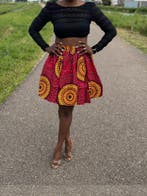 Afrikaanse print mini rok - Rode Dotted Patterns - S, Kleding | Dames, Ophalen of Verzenden, Nieuw