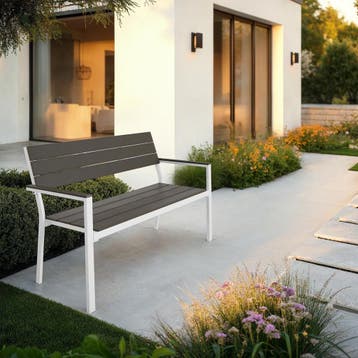 Tuinbank Line 2-zits met aluminium frame 128x59x88 cm, Tuin en Terras, Verzenden, Nieuw