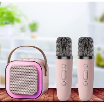Ikonka Karaoke Set met 2 Microfoons – Bluetooth LED, Ophalen of Verzenden, Nieuw