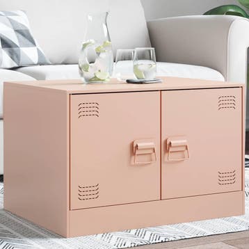 vidaXL Salontafel 67x50x44 cm staal roze, 50 tot 100 cm, Verzenden, Nieuw, 50 tot 100 cm