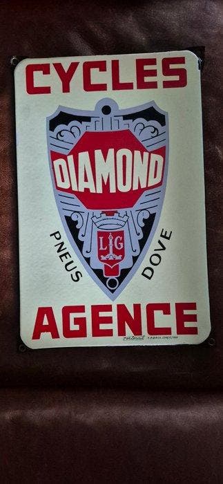 Foremail - Emaille reclameplaat Cycles Diamond/Pneus Dove -