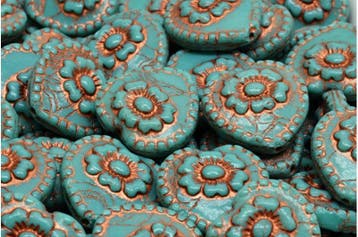 2 x Tsjechische Glaskralen Heart Beads Roos 17x17mm gat:..., Ophalen of Verzenden, Nieuw, Kraal