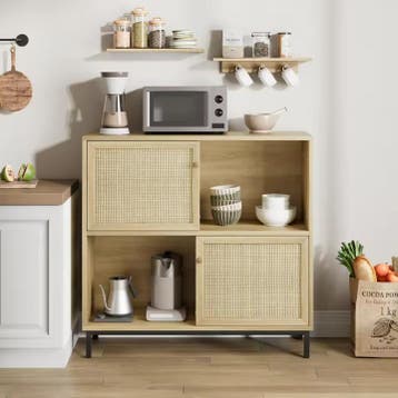 Rotan Sideboard met Schuifdeur – Buffetkast met 4 Vakken, Verzenden, Nieuw